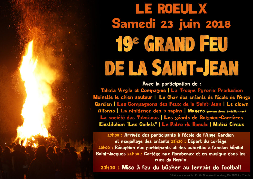 19e Grand Feu de la SaintJean Office du Tourisme du Roeulx